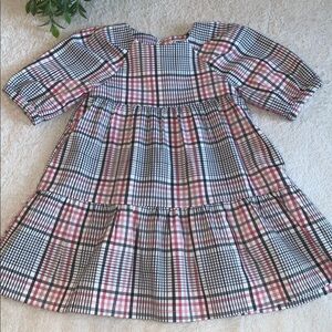 Mayoral Pink & Gray Plaid Dress 3 EUC